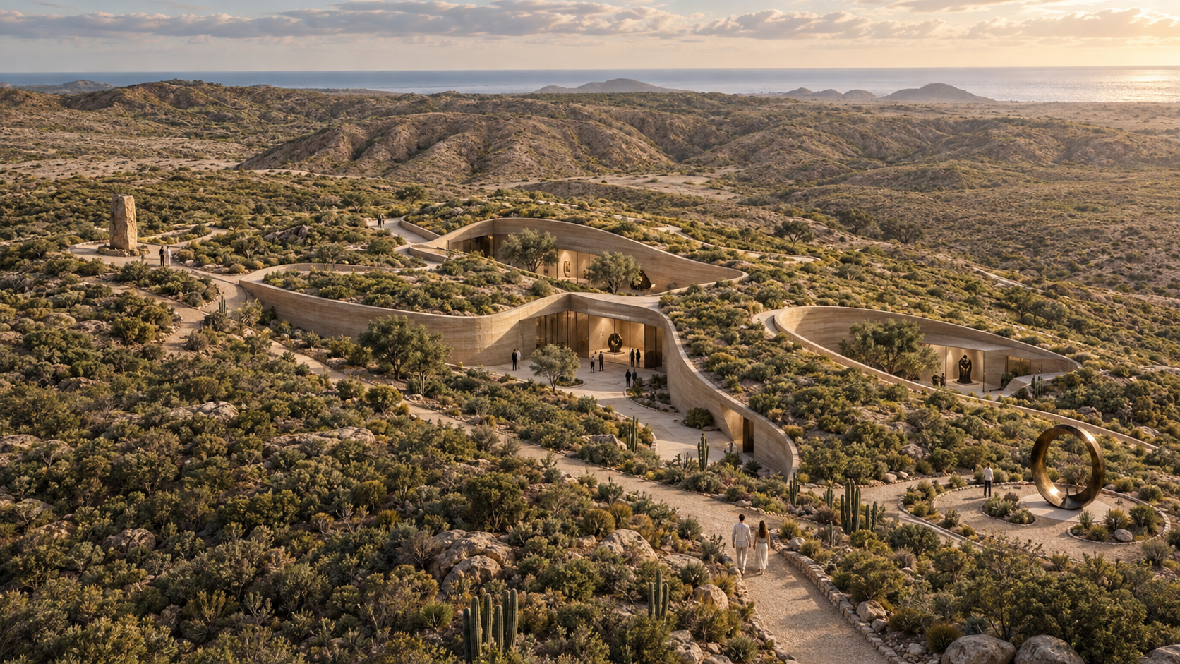 Visión conceptual · Salas bajo tierra y museo al aire libre